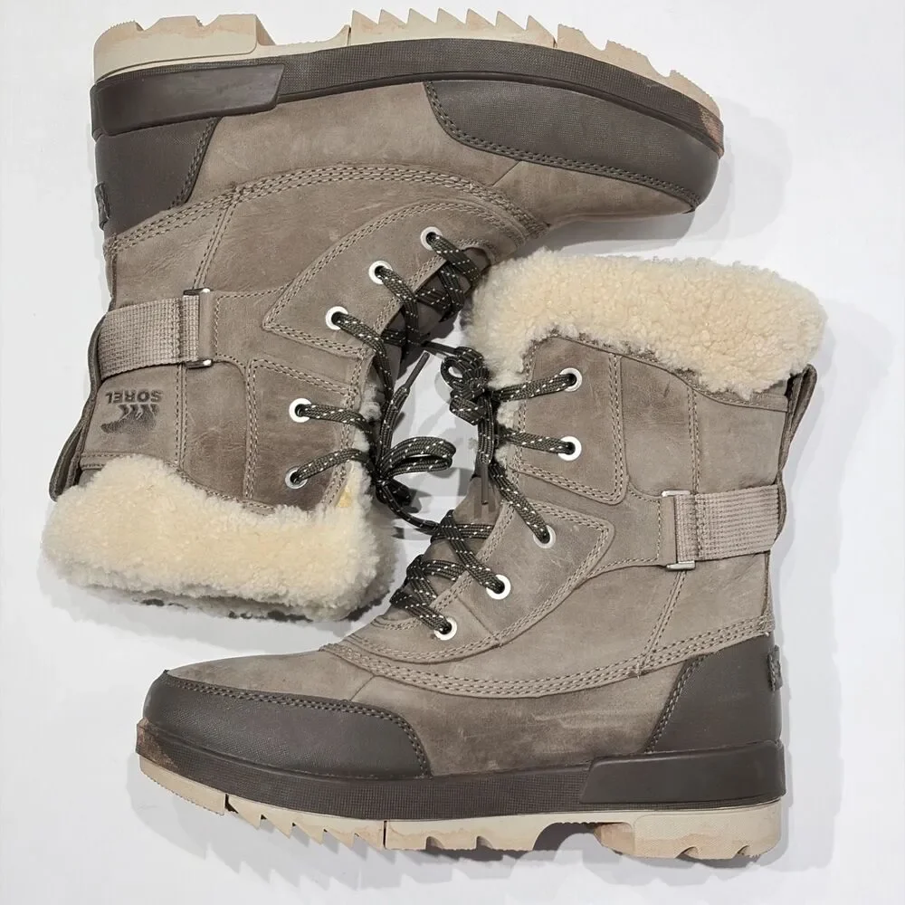 Sorel Tivoli IV Parc Waterproof Winter Boots Beige Leather Women 9.5 Light Wear